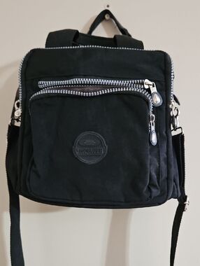 Black Compact Messenger Crossbody Bag